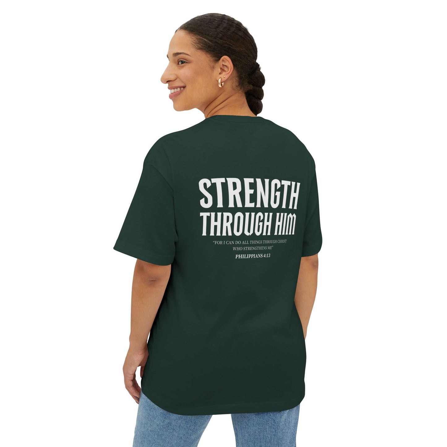 Miracle Crafted Oversized Tee - "Strength Through Him" Philippians 4:13