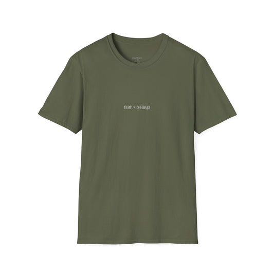 Miracle Crafted Tee - "Faith > Feelings" Front Logo