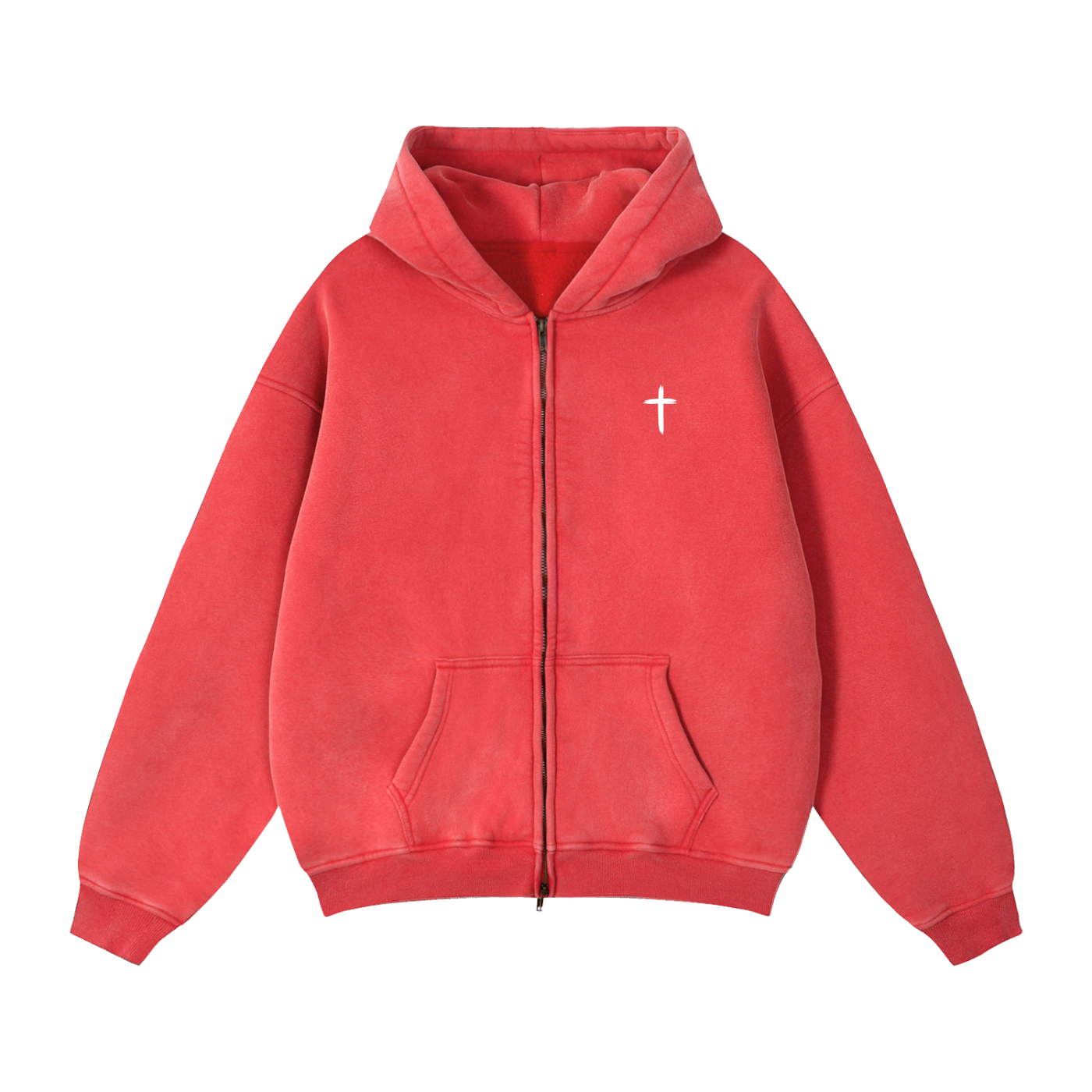 "The Foundation" Snow-Washed Boxy Zip-Up
