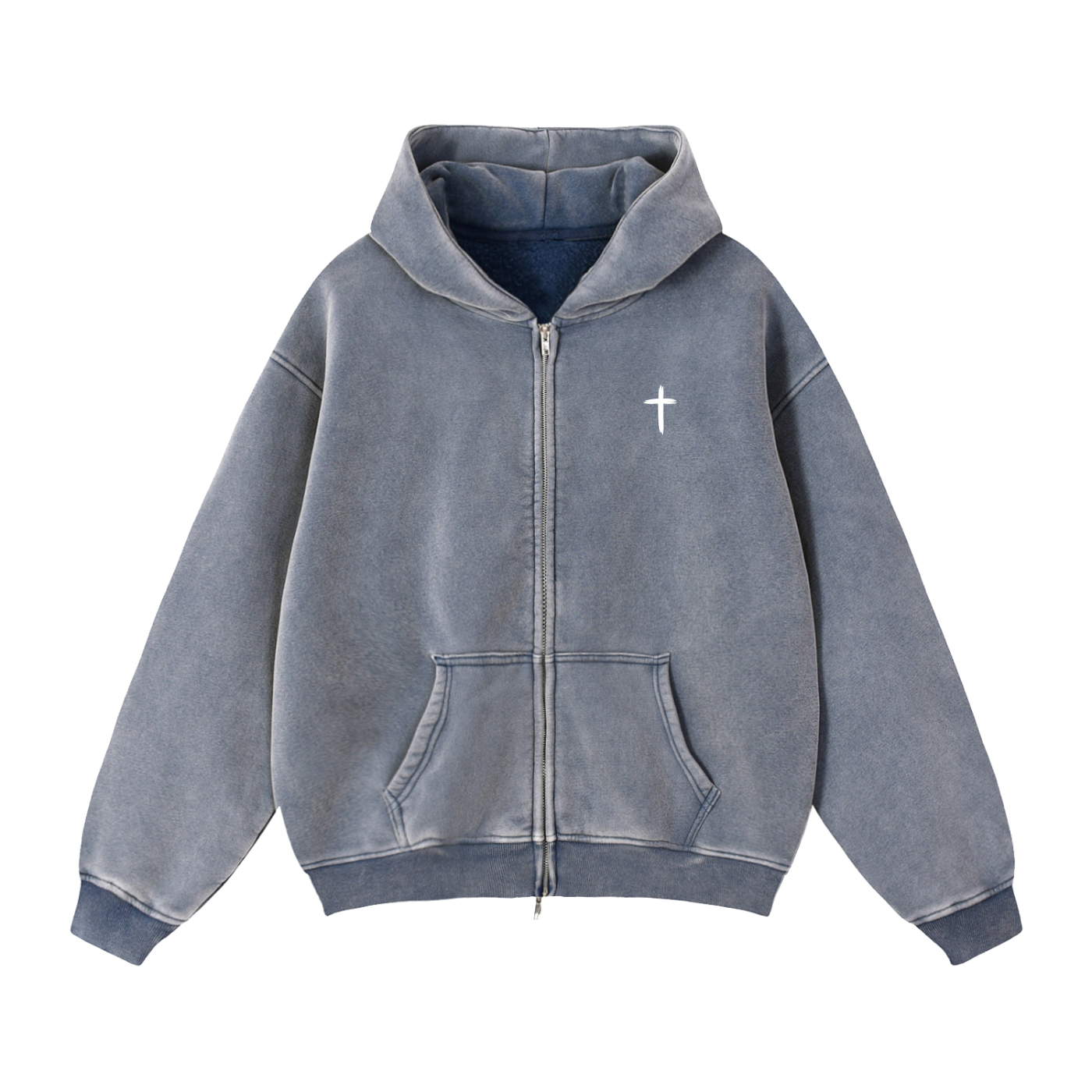 "The Foundation" Snow-Washed Boxy Zip-Up