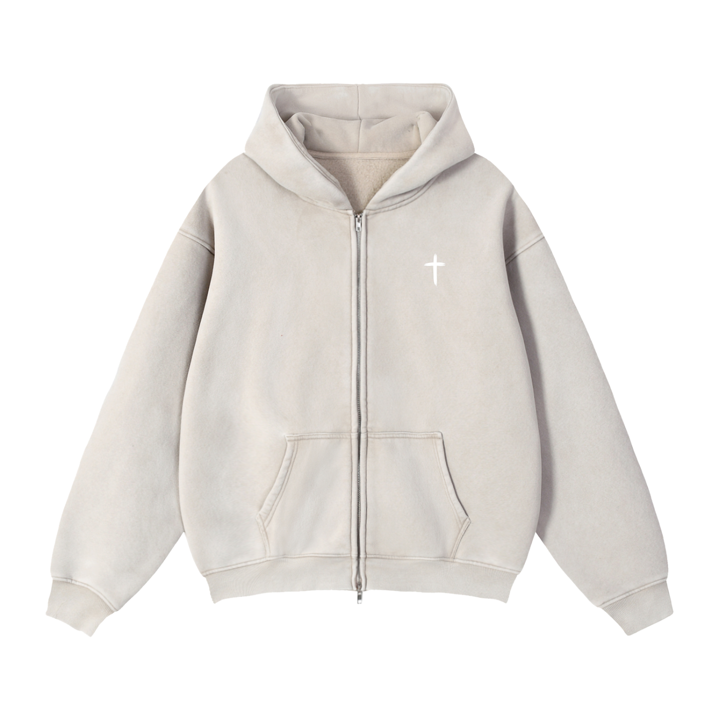 "The Foundation" Snow-Washed Boxy Zip-Up