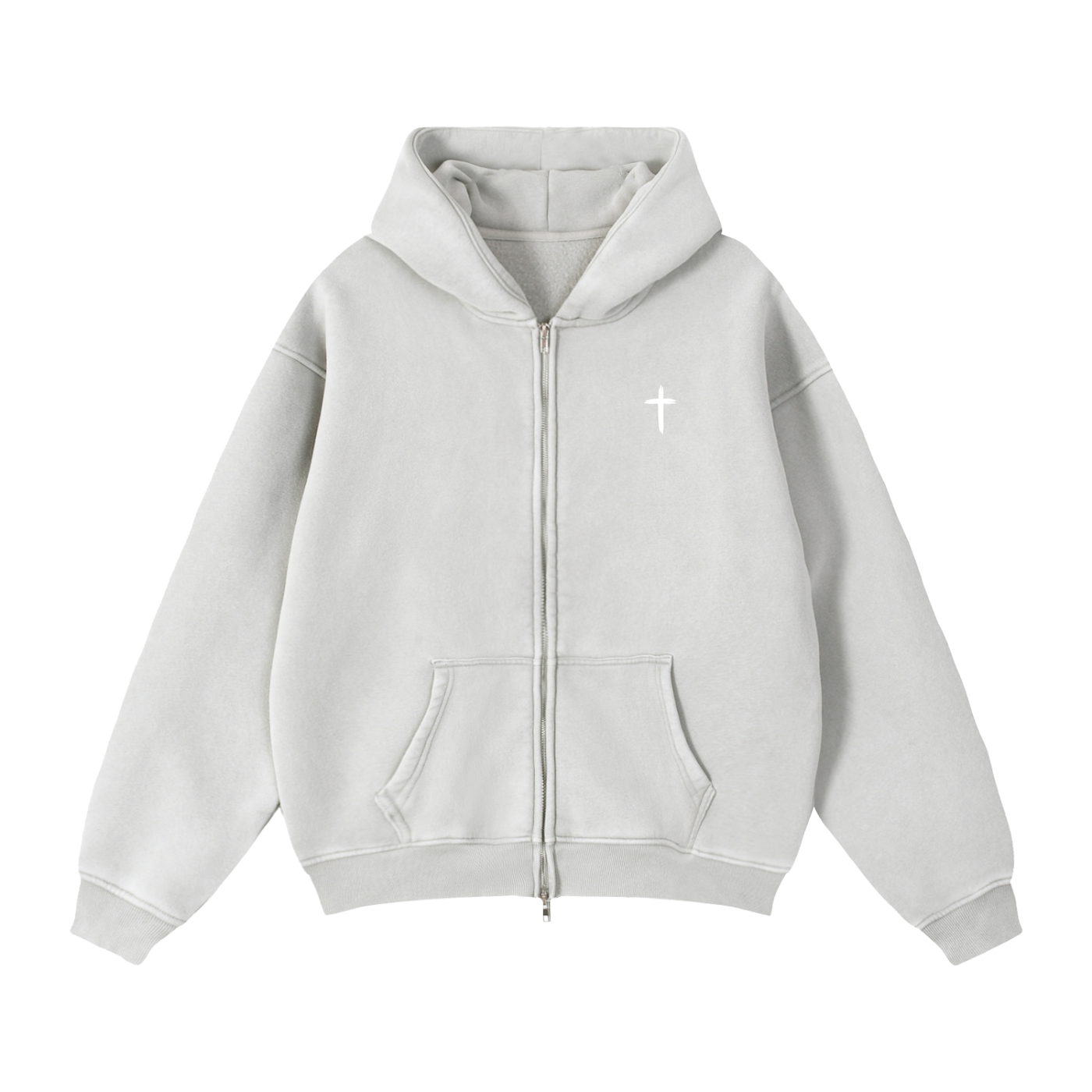 "The Foundation" Snow-Washed Boxy Zip-Up
