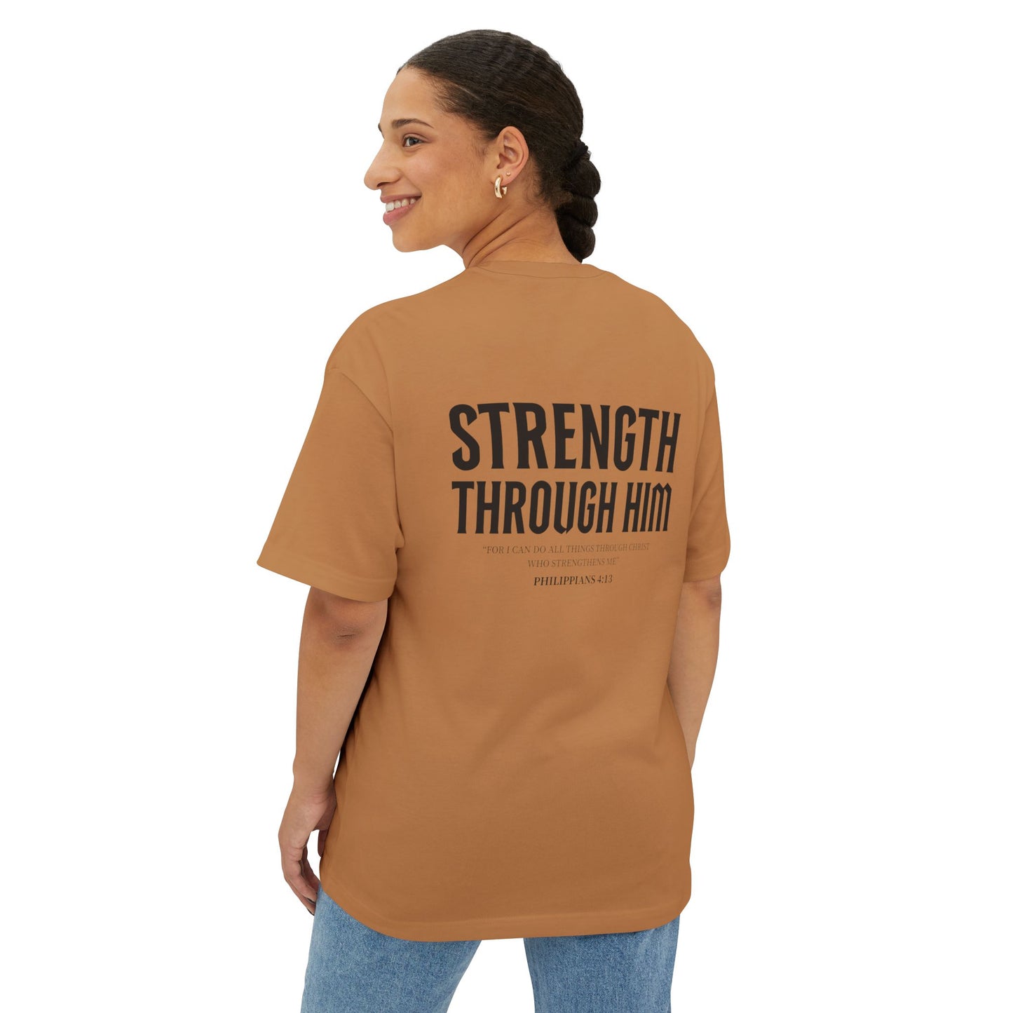 Miracle Crafted Oversized Tee - "Strength Through Him" Philippians 4:13