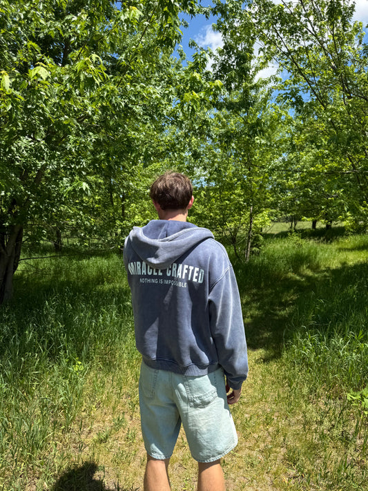 "The Foundation" Snow-Washed Boxy Zip-Up