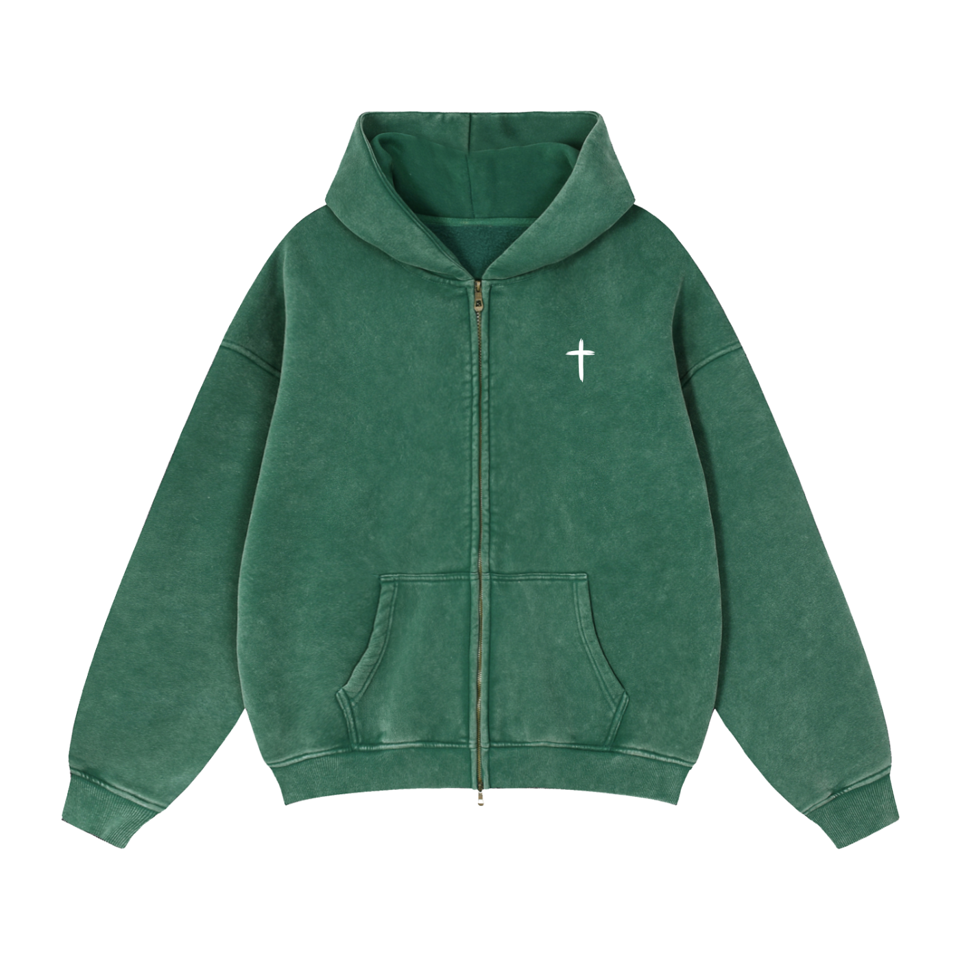 "The Foundation" Snow-Washed Boxy Zip-Up